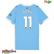 Camiseta Manchester City Jeremy Doku #11 Primera Equipación para mujer 2025-26 manga corta